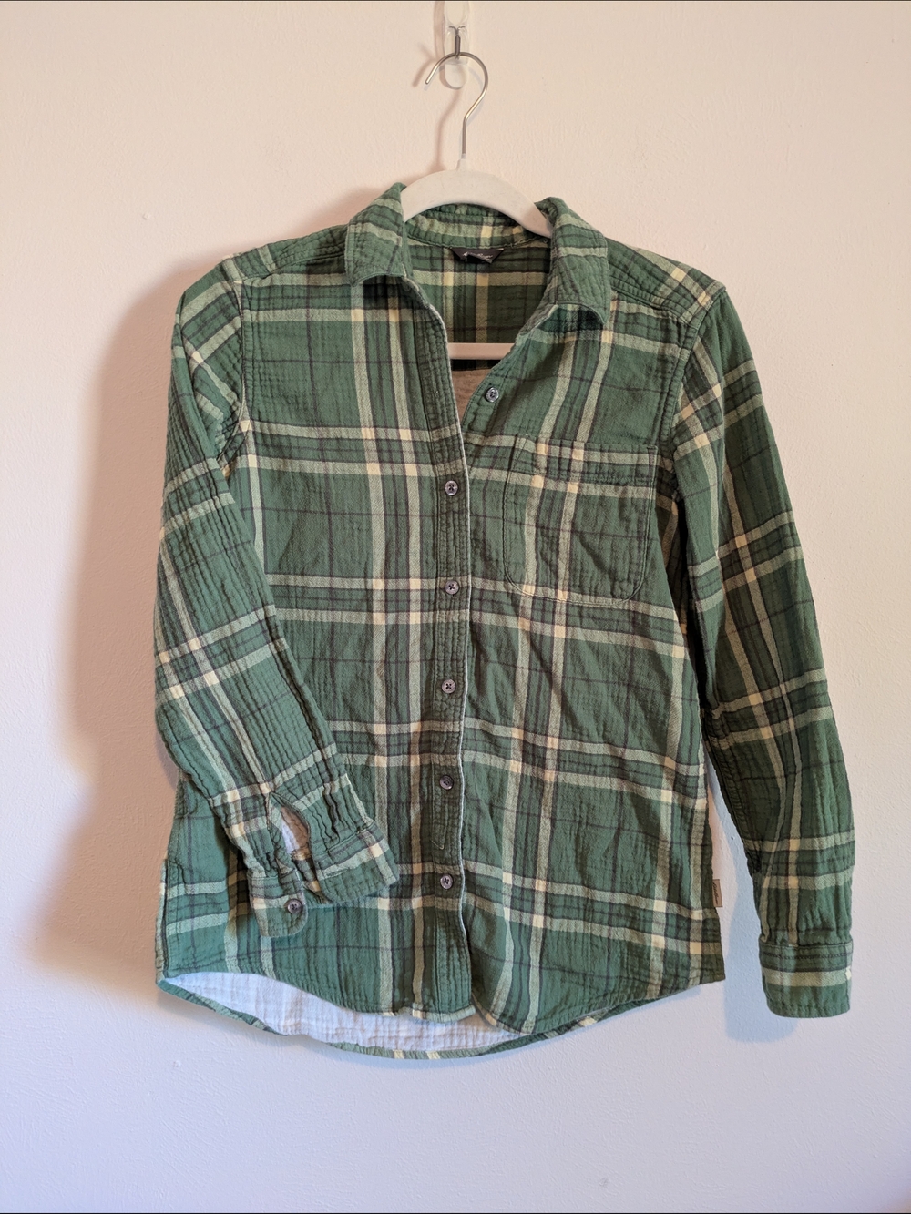 Eddie Bauer Green Plaid Button-Down Shirt